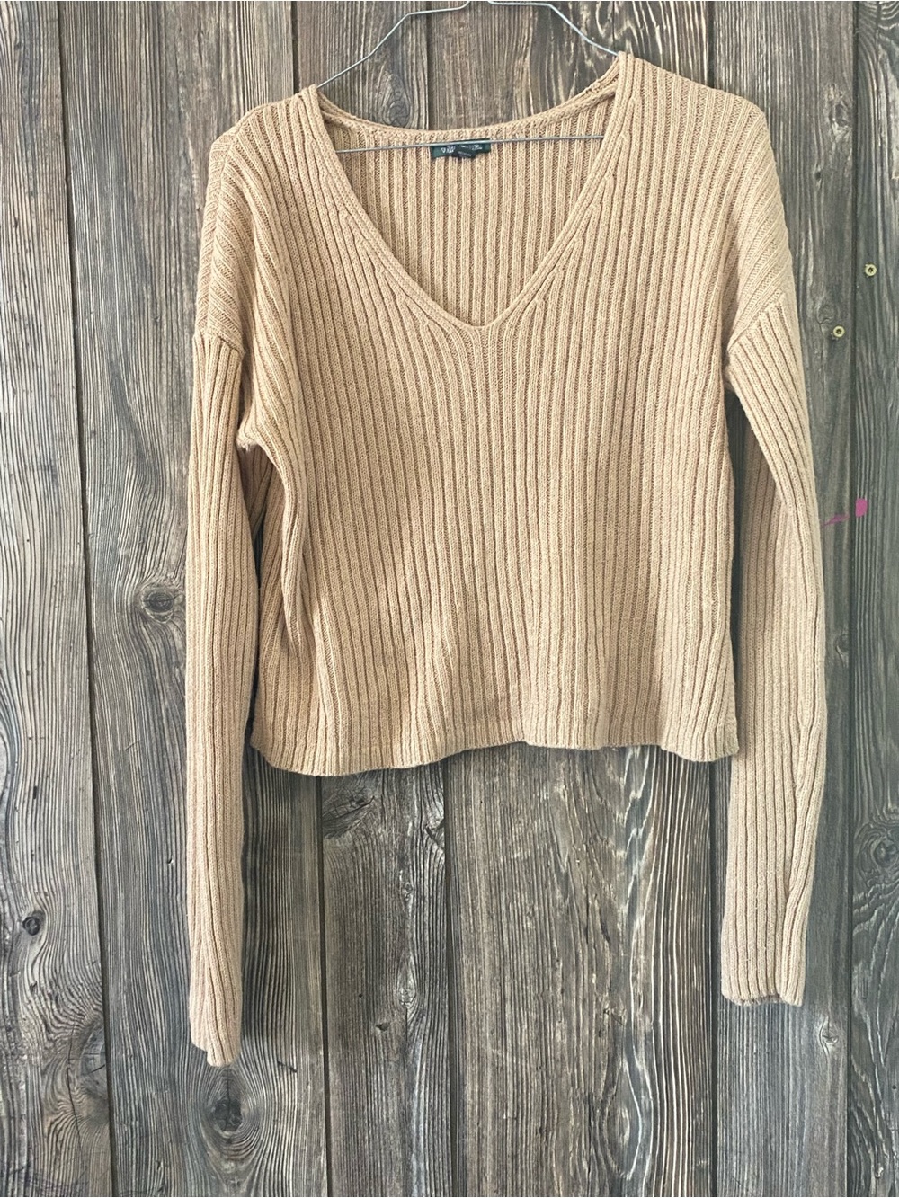 wild fable Tan Ribbed V-Neck Sweater